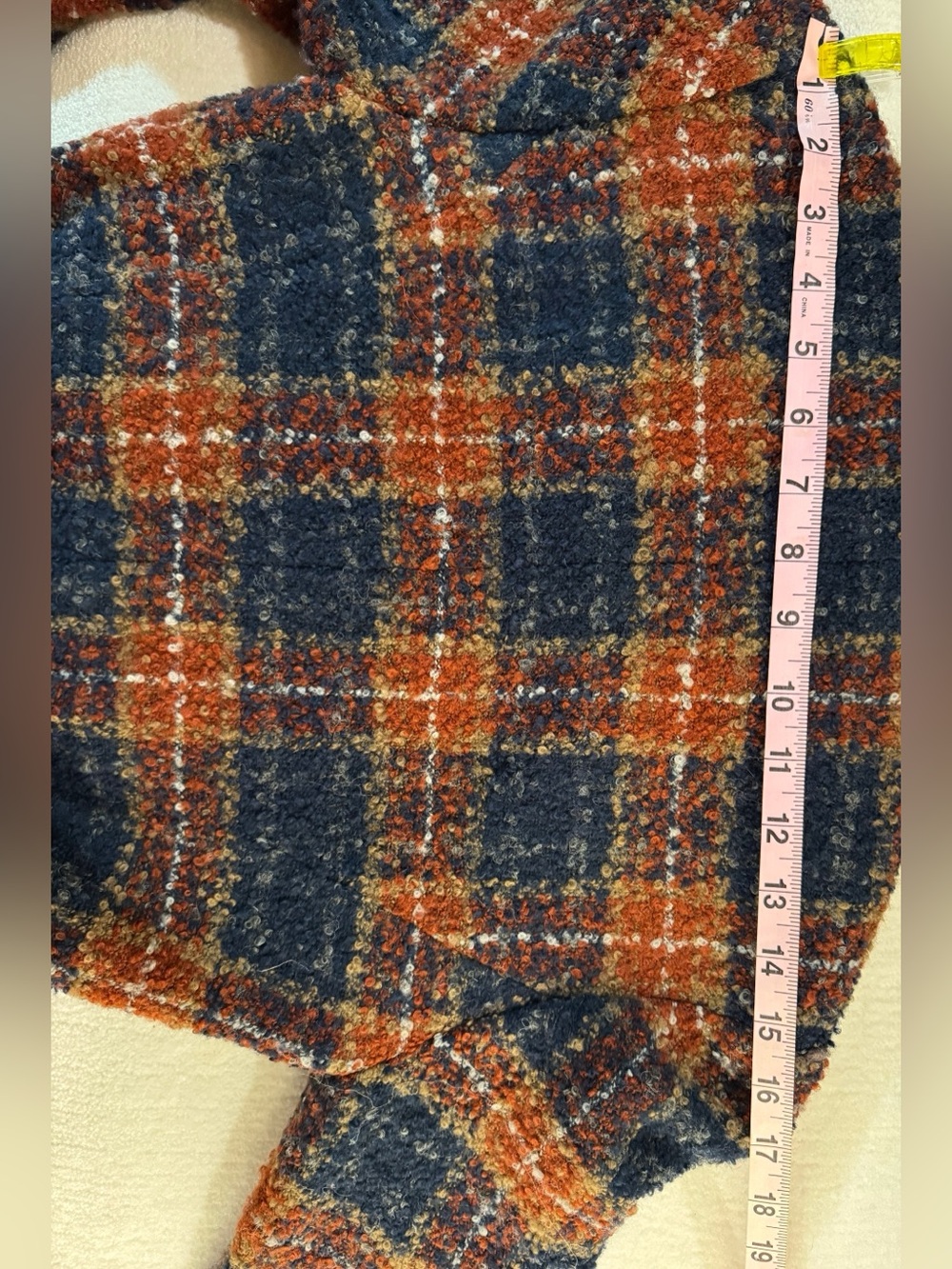 Tabitha Wool Blend Plaid Tie Waist Blazer Jacket Navy Rust Orange Size 6 NWT - Picture 10 of 12